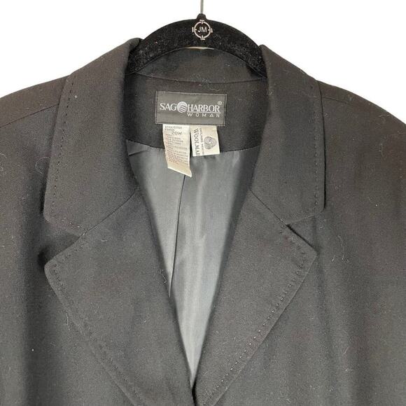 Sag Harbor 90s vintage black wool two button blazer shoulder pads - Picture 2 of 5